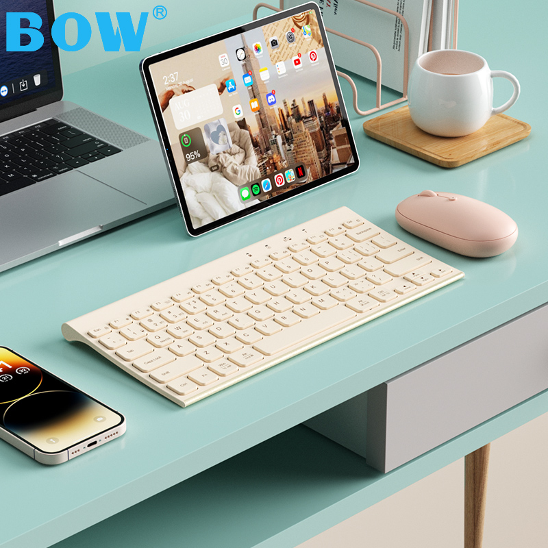 BOW HD086CL Dual-Mode Wireless Bluetooth Keyboard and Mouse External Laptop Tablet iPad Office Keyboard and Mouse Set