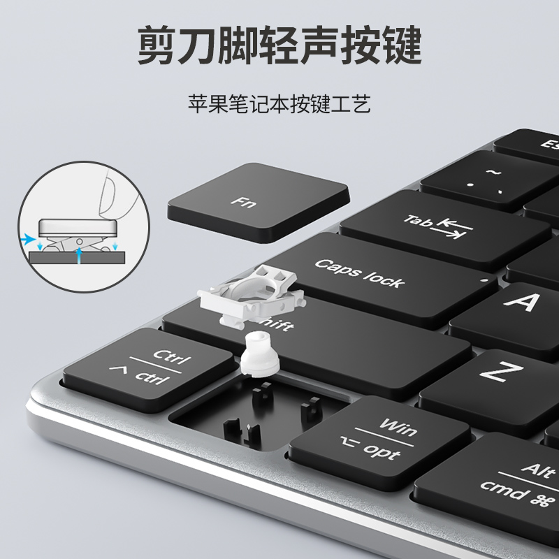 BOW HW236L-2轻薄无线键盘鼠标套装商务办公家用台式充电脑笔记本静音无声